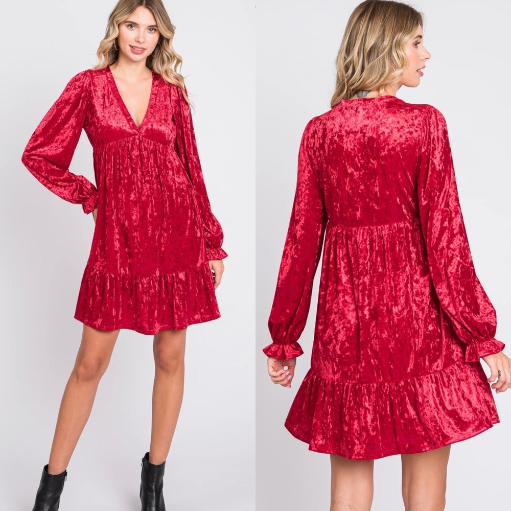 Pinkblush Red Velvet Mini Dress - Picture 1 of 5